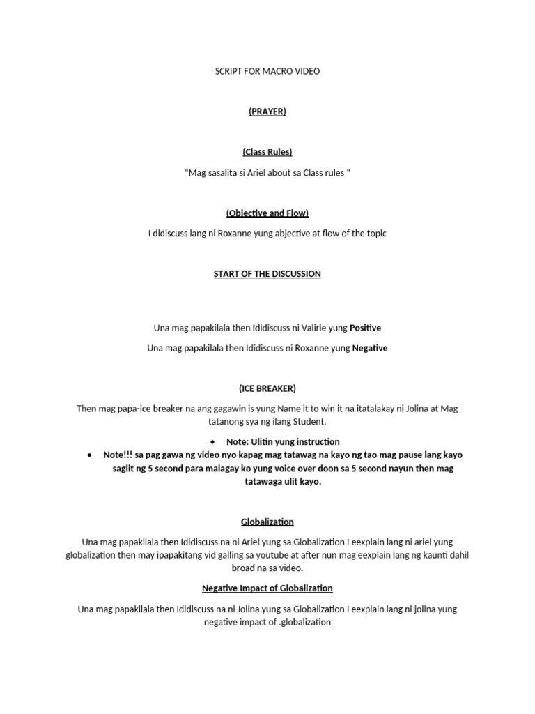 Script For Macro Video | PDF