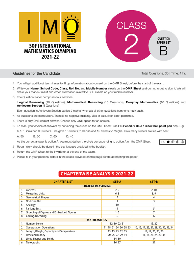 IMO Class 2 Exam Guidelines and Format | PDF