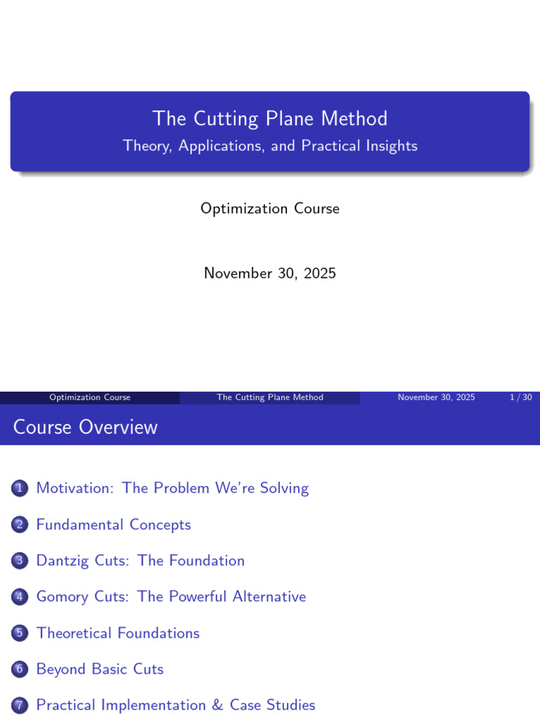 Cutting Plane Method in Optimization | PDF | Mathematical Optimization ...