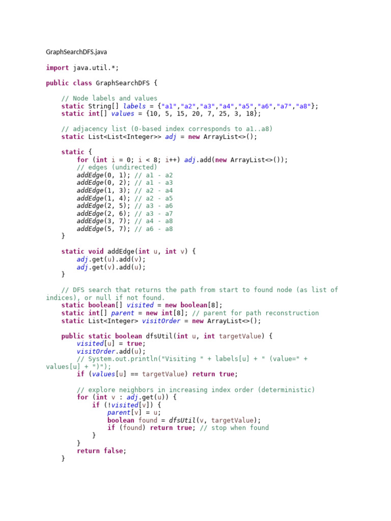 Graph Search Algorithms in Java | PDF | Boolean Data Type ...