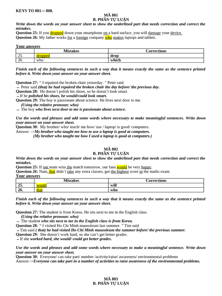 Grammar Correction and Sentence Completion | PDF | English Language ...
