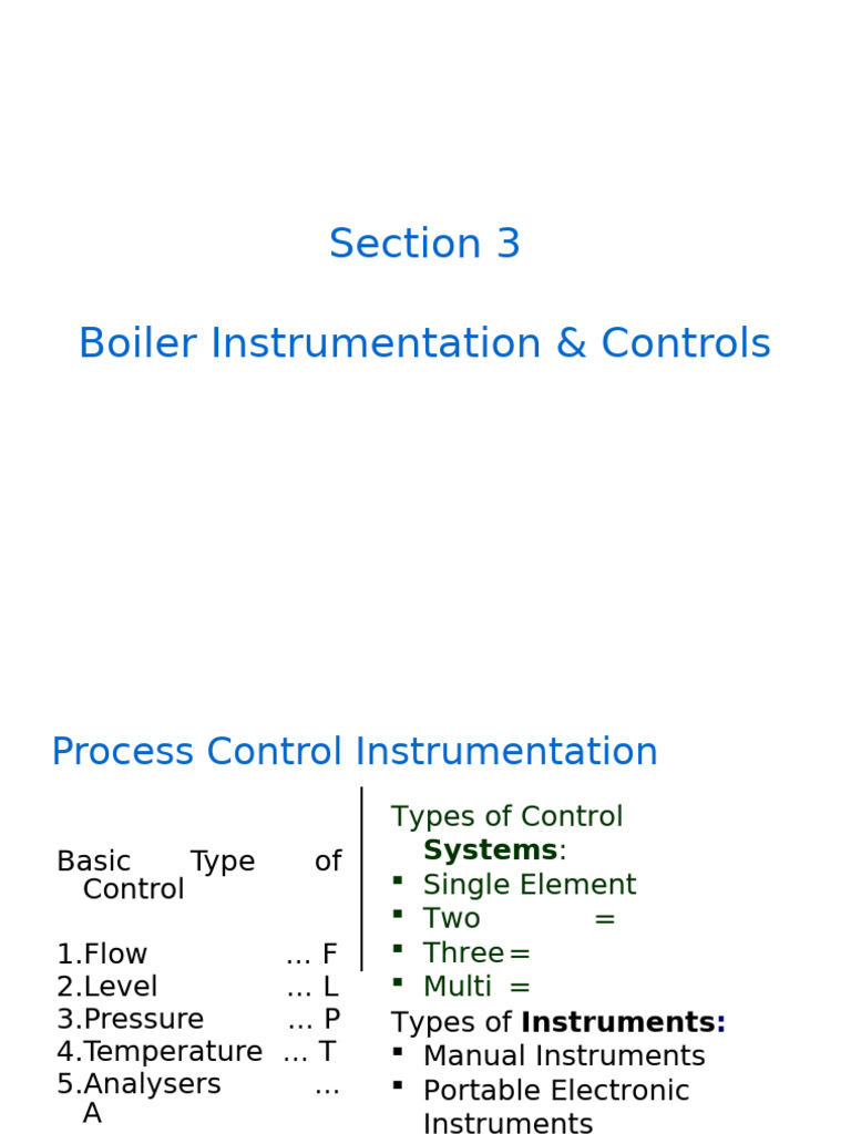 Boiler Instrumentation & Control Systems | PDF | Boiler | Combustion