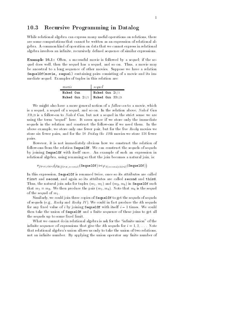 Recursive Programming in Datalog | PDF | Applied Mathematics | Mathematics