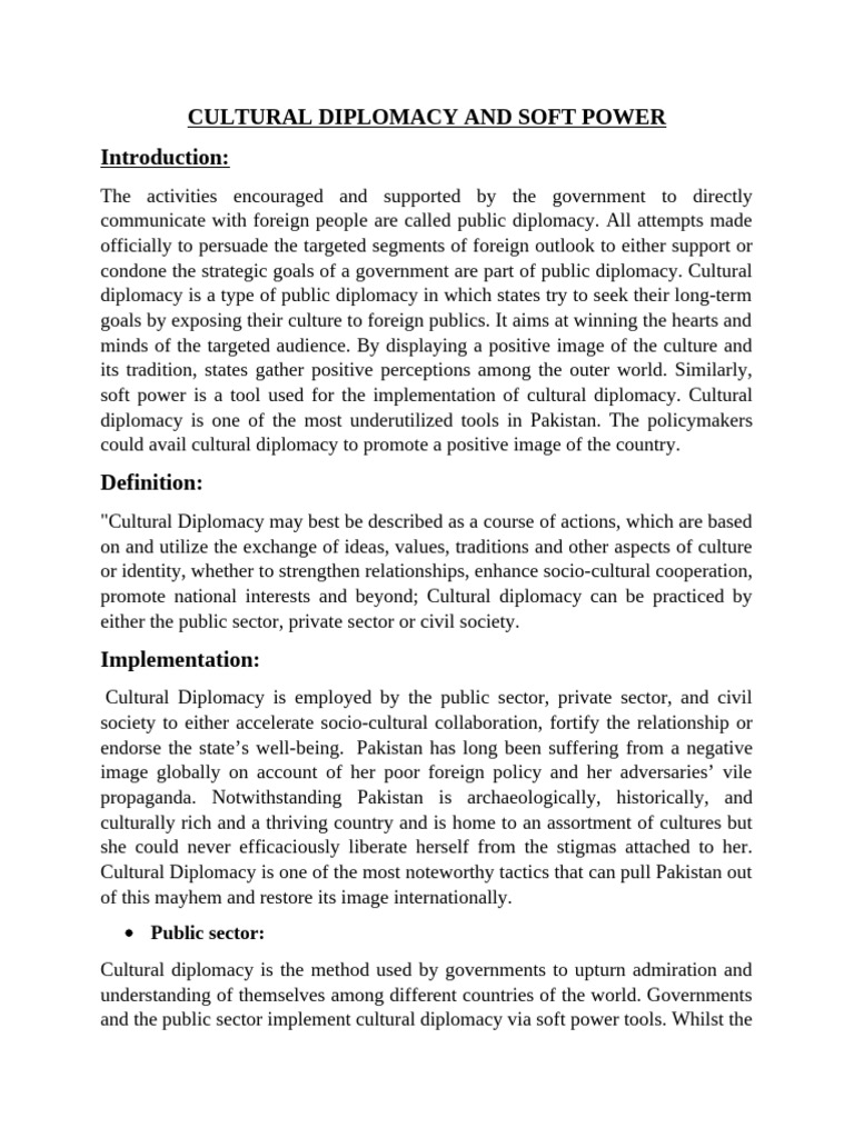 Cultural Diplomacy's Role in Pakistan's Image | PDF | Soft Power | Pakistan