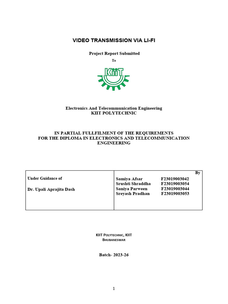 Li-Fi Video Transmission Project Report | PDF | Amplifier | Radio