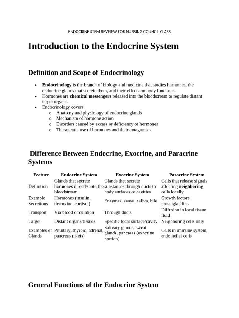 Endocrine System Overview for Nurses | PDF | Thyroid | Endocrine System
