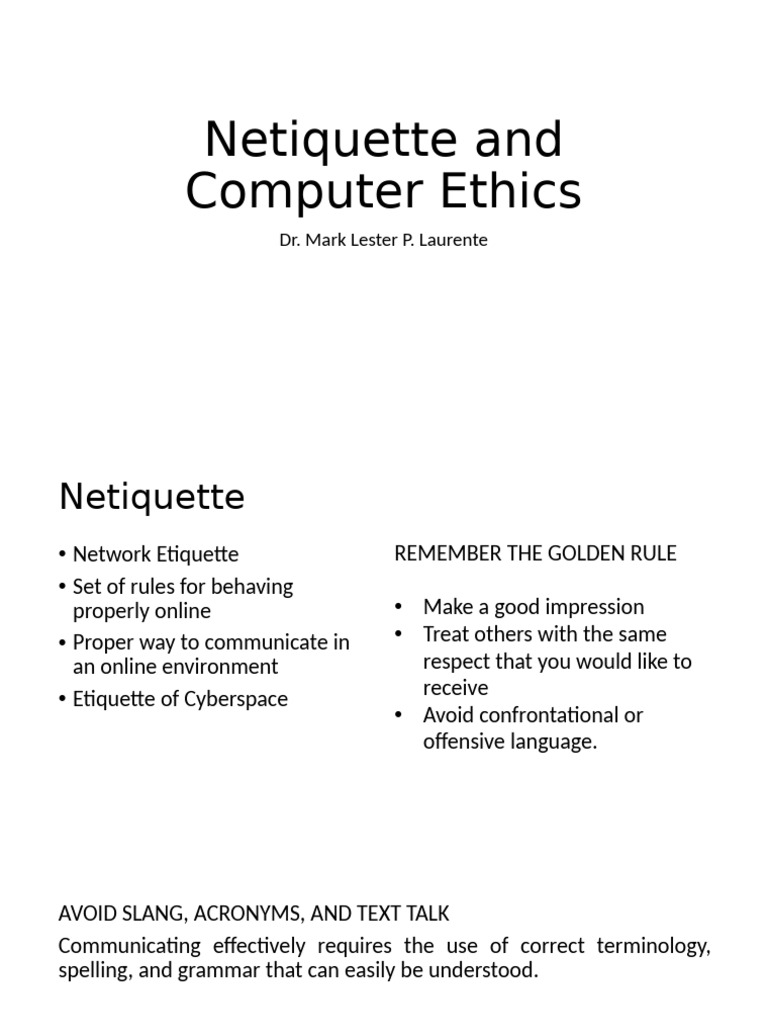 Essential Netiquette and Ethics Guide | PDF | Human Communication ...
