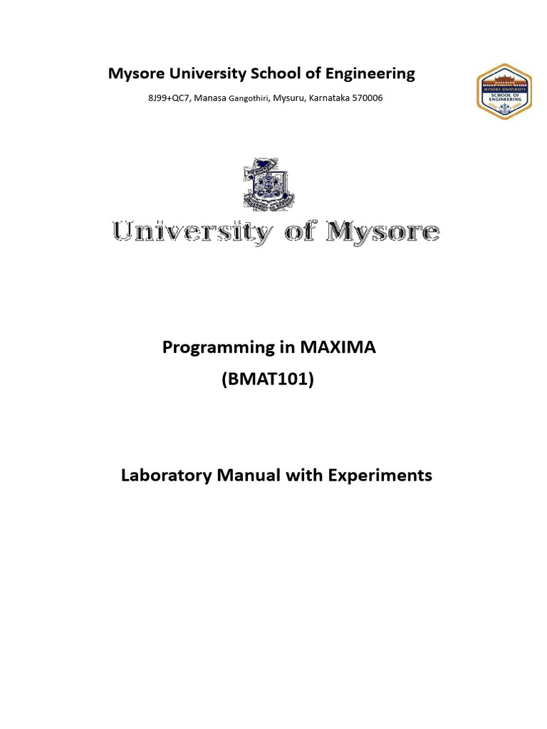 MAXIMA Programming Lab Manual | PDF | Algebra | Applied Mathematics
