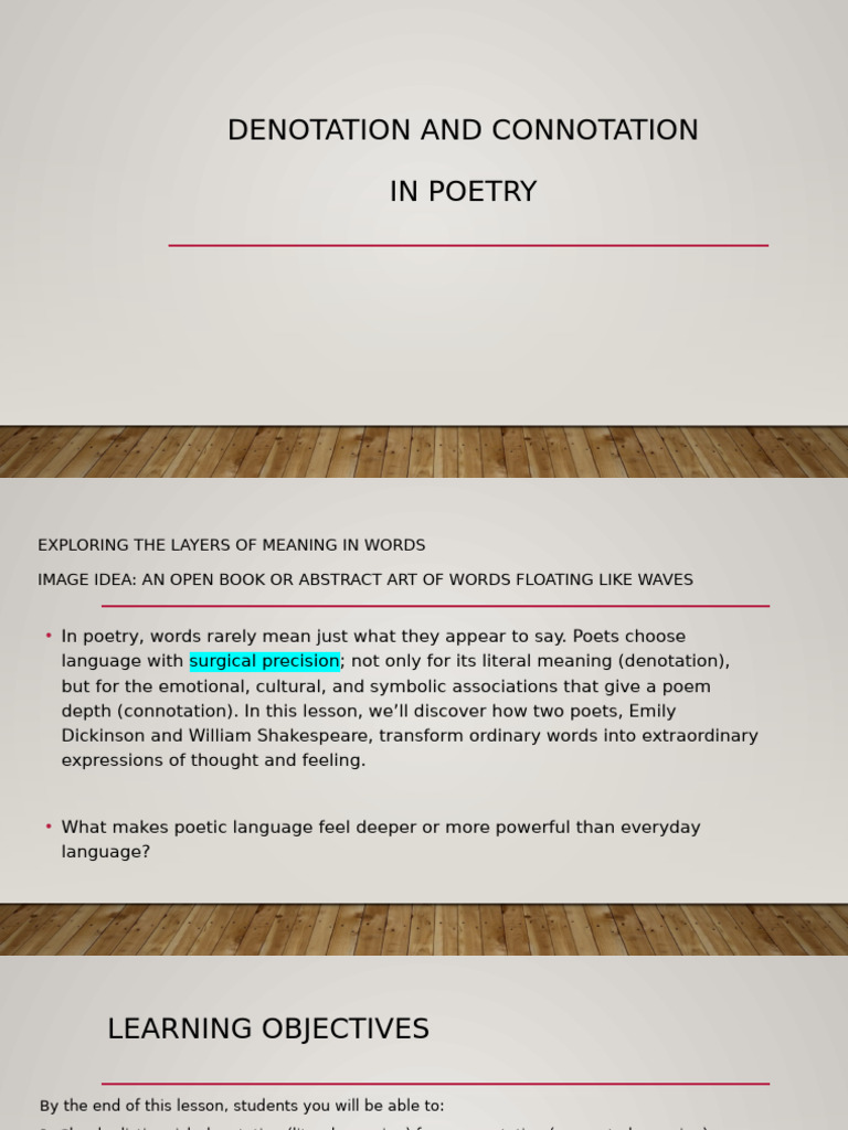 Denotation vs. Connotation in Poetry | PDF | Love | Poetry