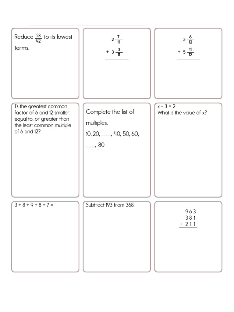 Math Worksheets for November 17 Week | PDF