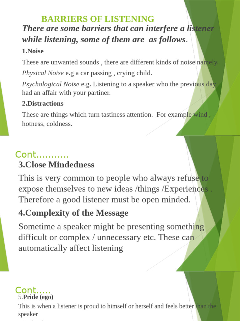 Barriers to Effective Listening | PDF