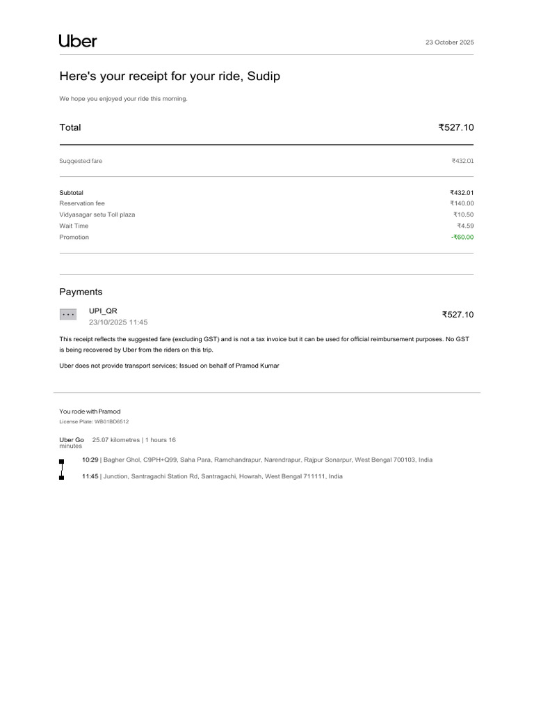 Uber Ride Receipt - October 2025 | PDF