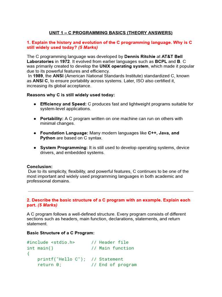 C Programming Basics: Key Concepts Explained | PDF | String (Computer ...