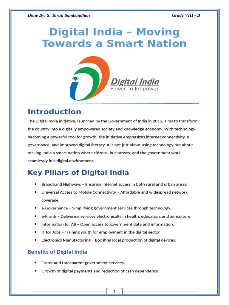 Digital India: Building a Smart Nation | PDF | Internet Access ...