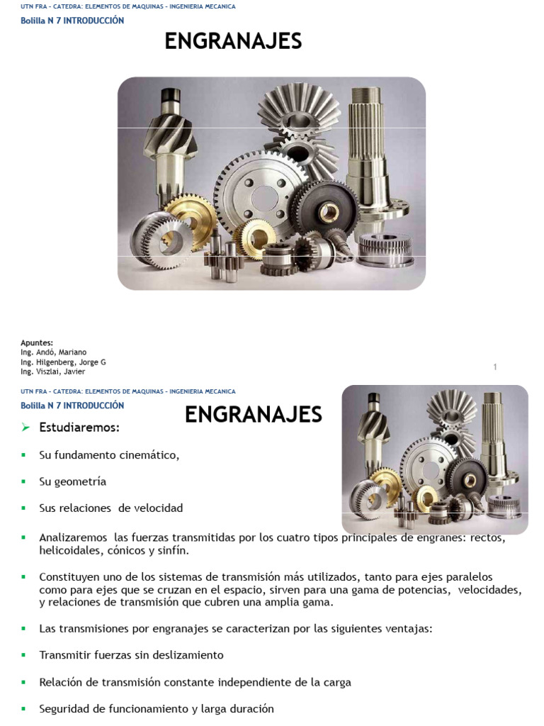 Tipos y Funcionamiento de Engranajes | PDF | Eje | Ingeniería mecánica