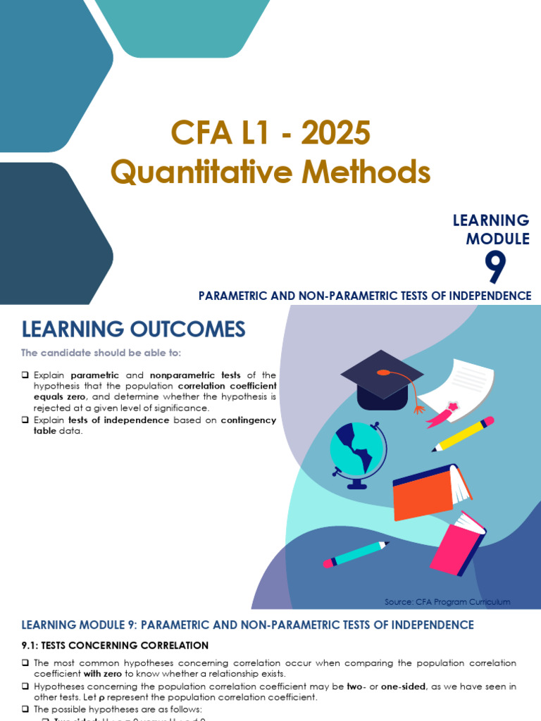 CFA L1: Tests of Independence & Correlation | PDF | Nonparametric ...