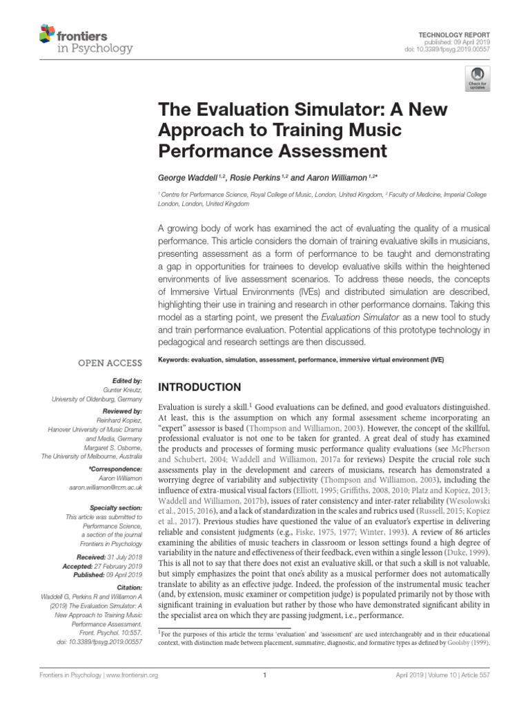 Evaluation Simulator for Music Assessment | PDF | Educational ...