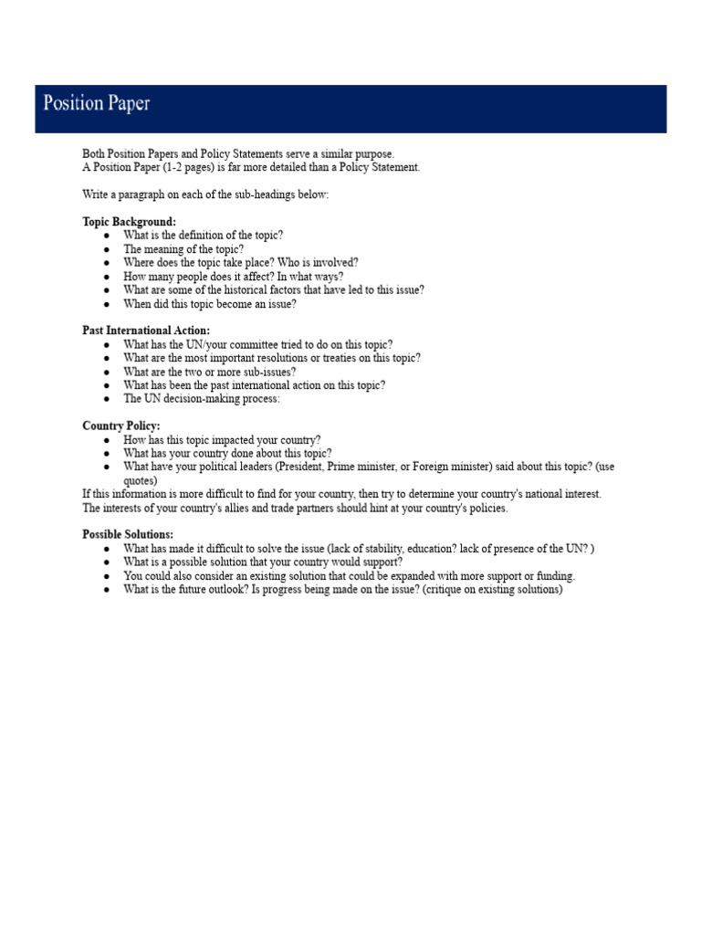 Understanding Position Papers vs. Policy Statements | PDF