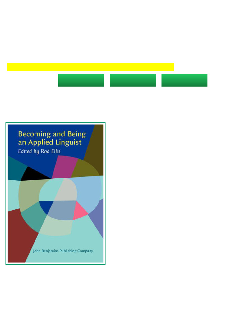 (Ebook) Becoming and Being an Applied Linguist. by Rod Ellis. ISBN ...