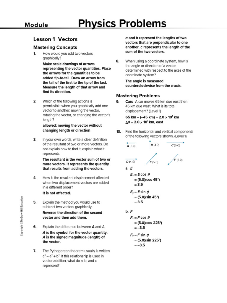 Module+05+Physics+Problems+ +answers | PDF | Euclidean Vector ...