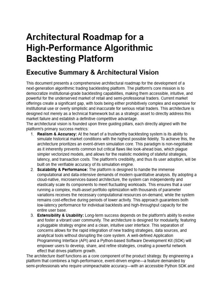High-Performance Algorithmic Backtesting Architecture | PDF | Cloud ...