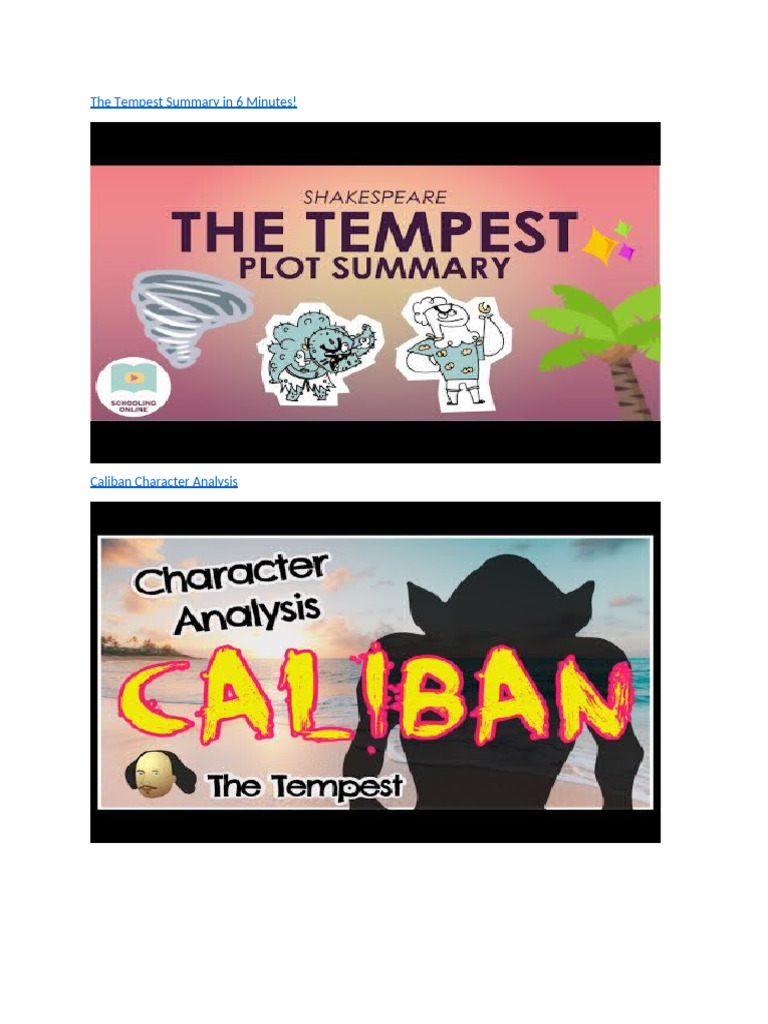 Caliban Assessment Revision | PDF