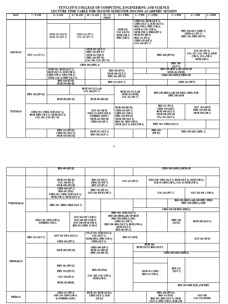 Tentative College of Computing Engineering and Science Lecture ...