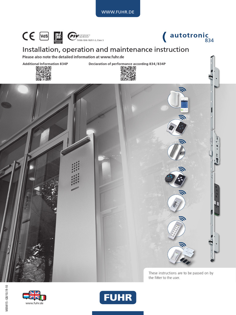 FUHR Autotronic 834 Locking System Guide | PDF | Drill | Power Supply