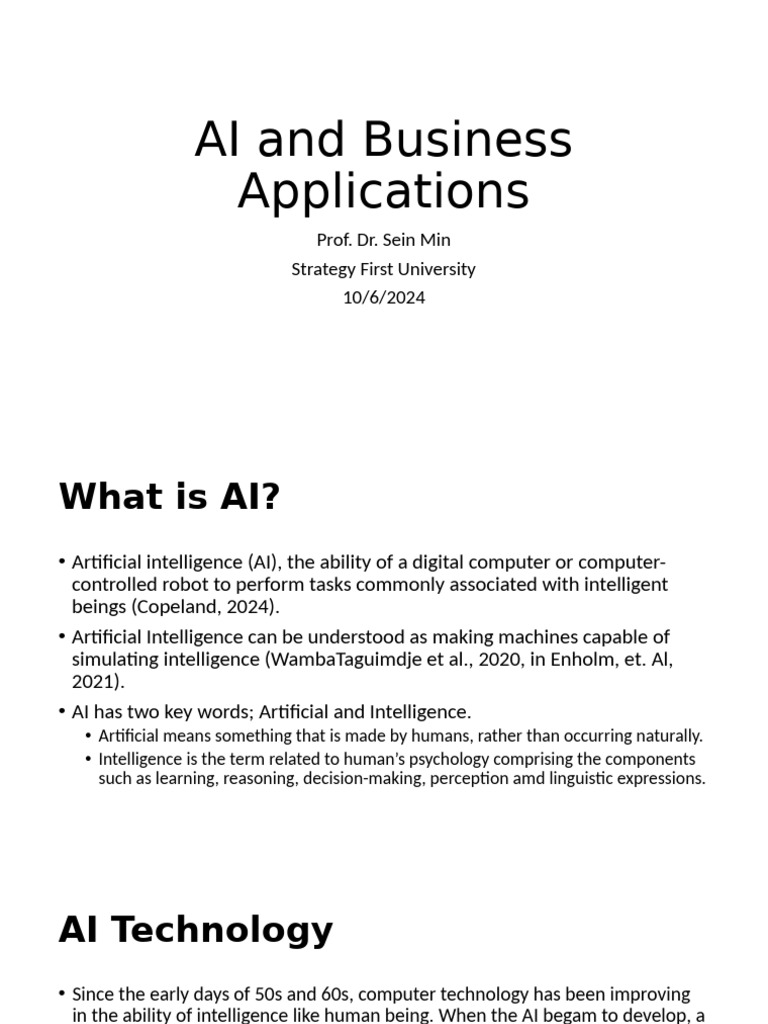 AI Applications in Business Strategies | PDF | Artificial Intelligence ...