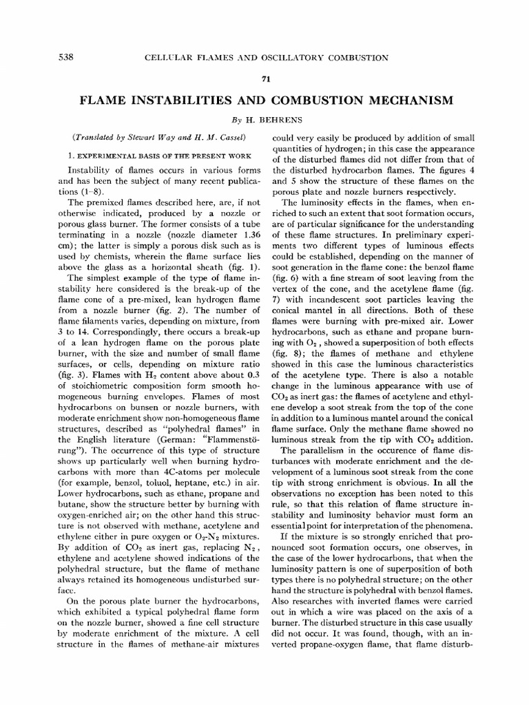 Flame Instabilities in Combustion Dynamics | PDF | Chemical Reactions ...