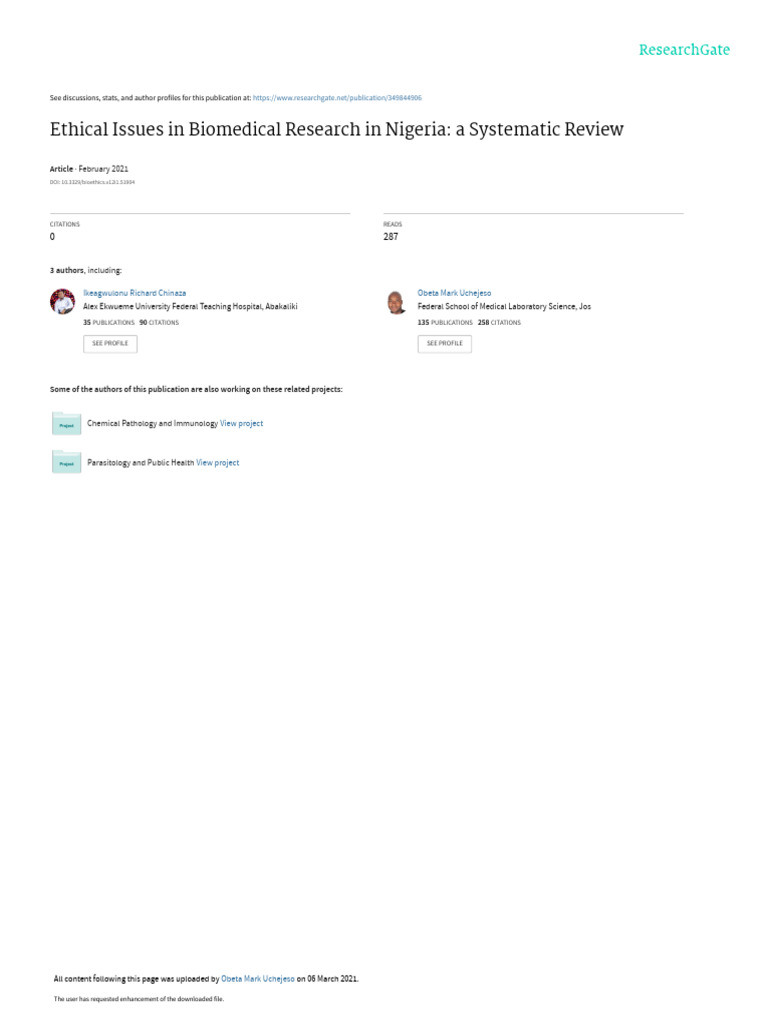 Ethical Challenges in Nigerian Biomedical Research | PDF | Informed ...
