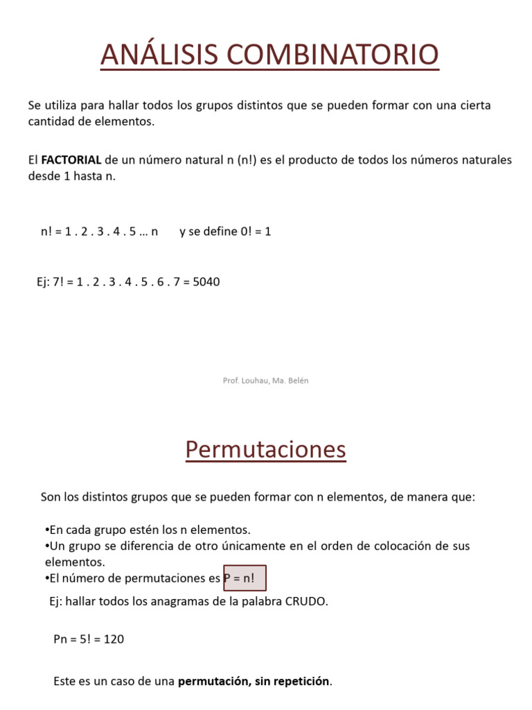 Análisis Combinatorio | PDF | Permutación | Combinatoria
