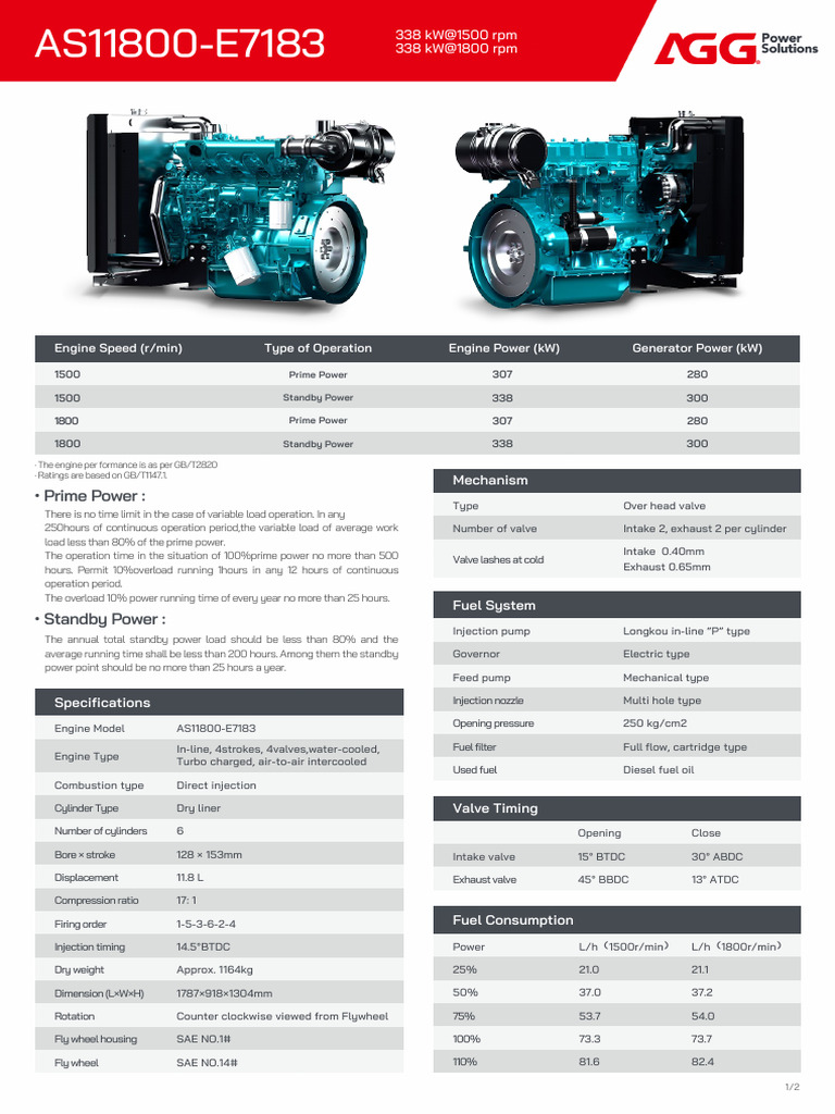 338 kW Diesel Engine Specifications | PDF | Fuel Injection | Engines
