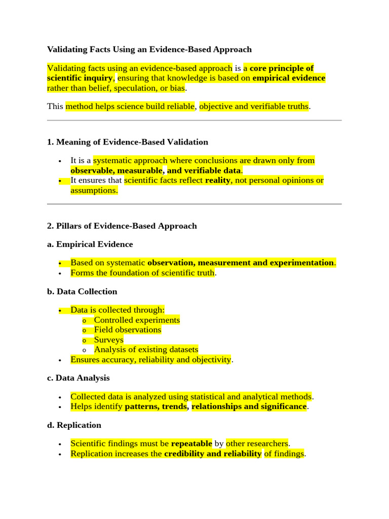 Evidence-Based Fact Validation Guide | PDF | Scientific Method | Experiment
