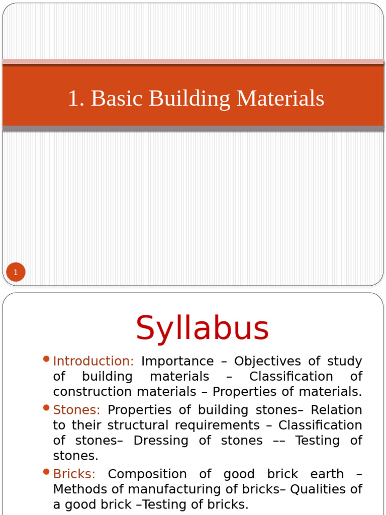 Essential Building Materials Overview | PDF | Elasticity (Physics ...