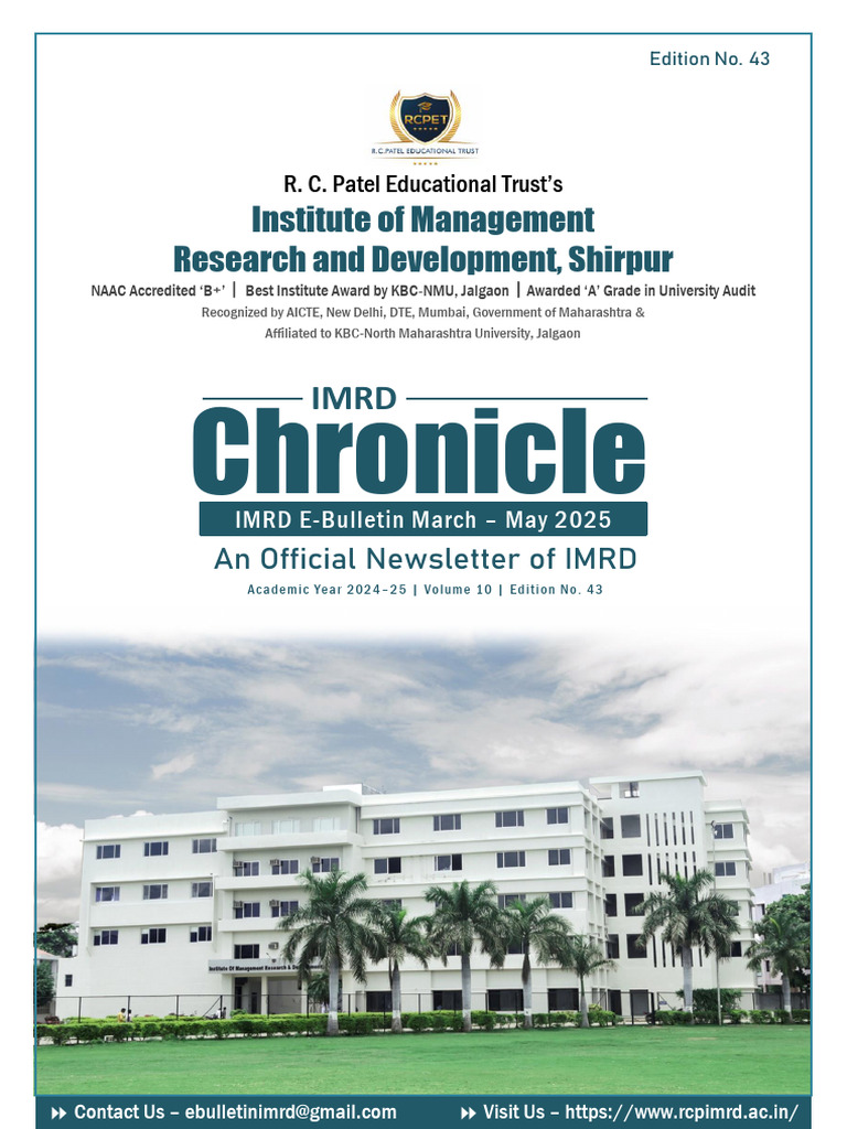 IMRD E-Bulletin Chronicle March To May 2024-25 | PDF
