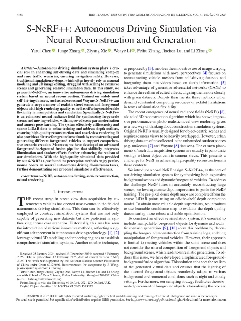 S-NeRF++: Advanced Simulation for Autonomous Driving | PDF | Rendering ...