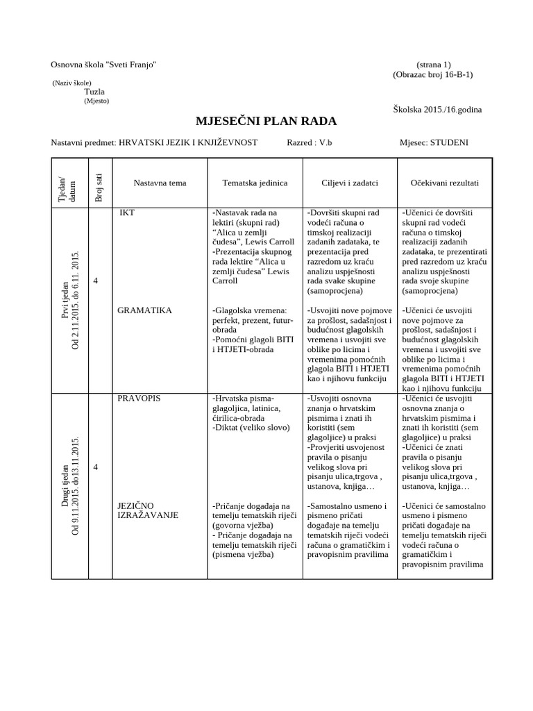 Mjesečni Za Studeni | PDF