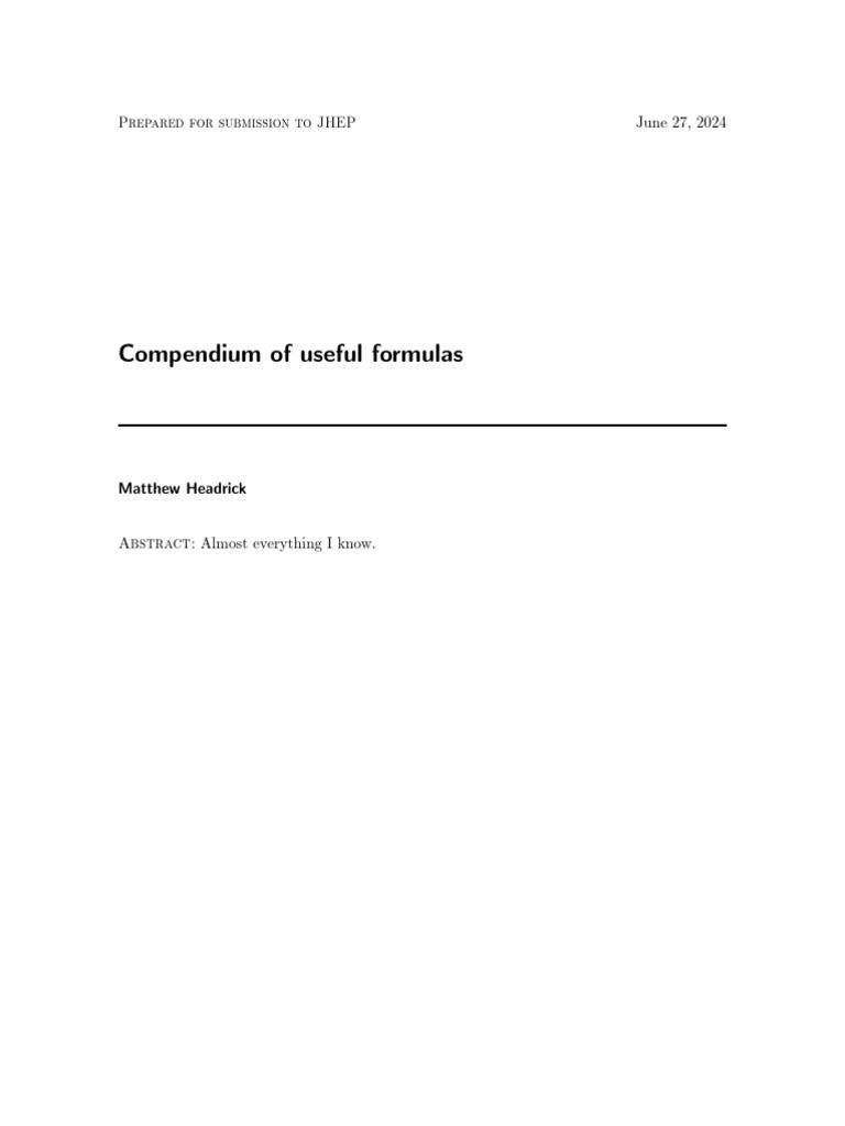Comprehensive Formula Compendium | PDF | Convex Set | Mathematical Concepts