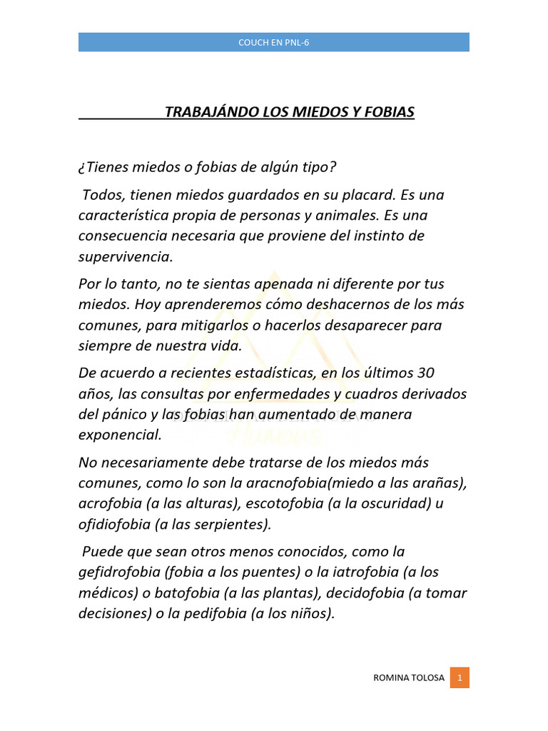 Miedos y Fobias | PDF | Temor | Autoestima