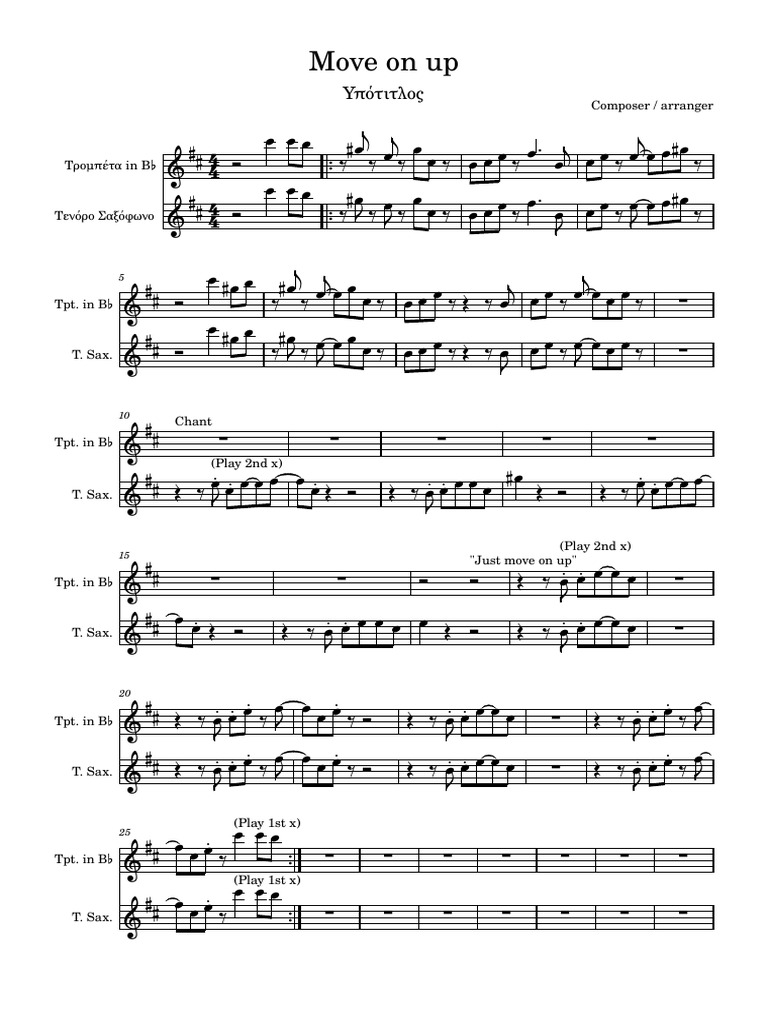 Move On Up: Brass and Saxophone Arrangement | PDF