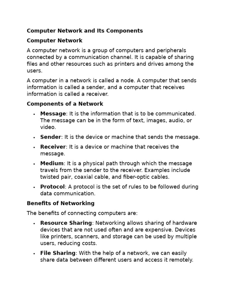 Computer Network and Its Components | PDF | Computer Network | Local ...
