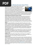 Factors Affecting Generator Output Rating