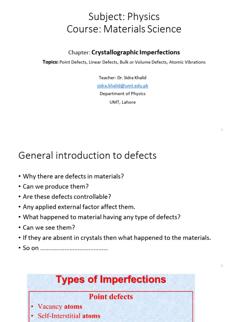 Crystallographic Defects in Materials | PDF | Crystallographic Defect ...