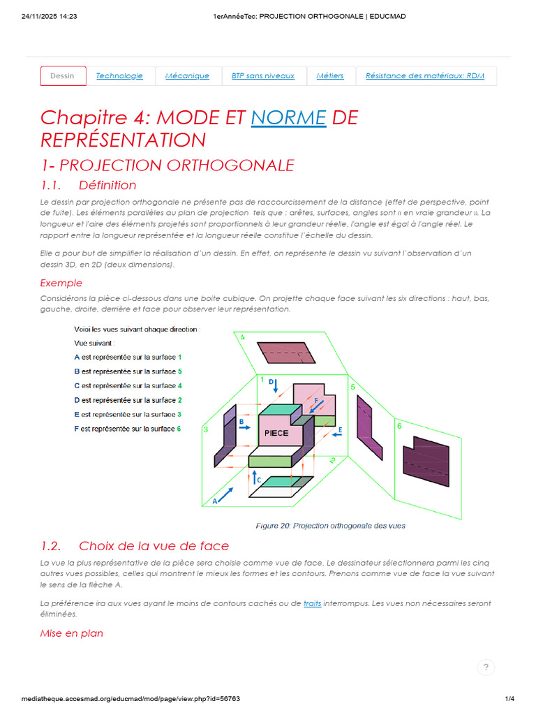 Projection Orthogonale en Dessin Technique | PDF | Dessin technique ...