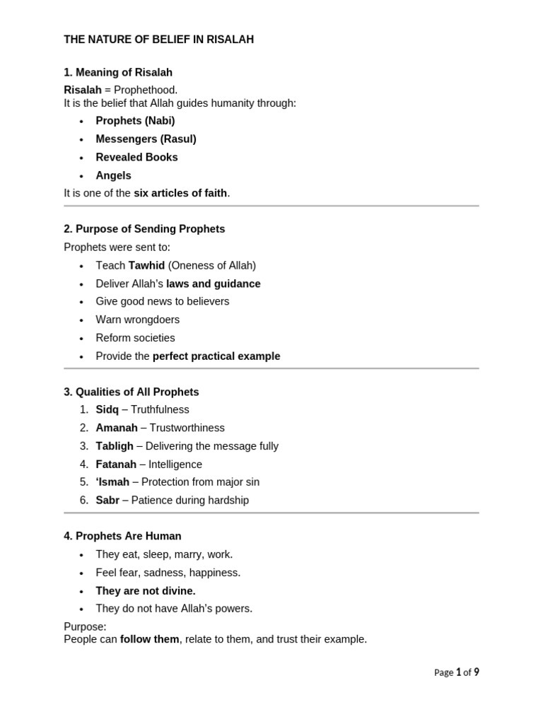 4-The Nature of Belief in Risalah | PDF | Prophets And Messengers In ...