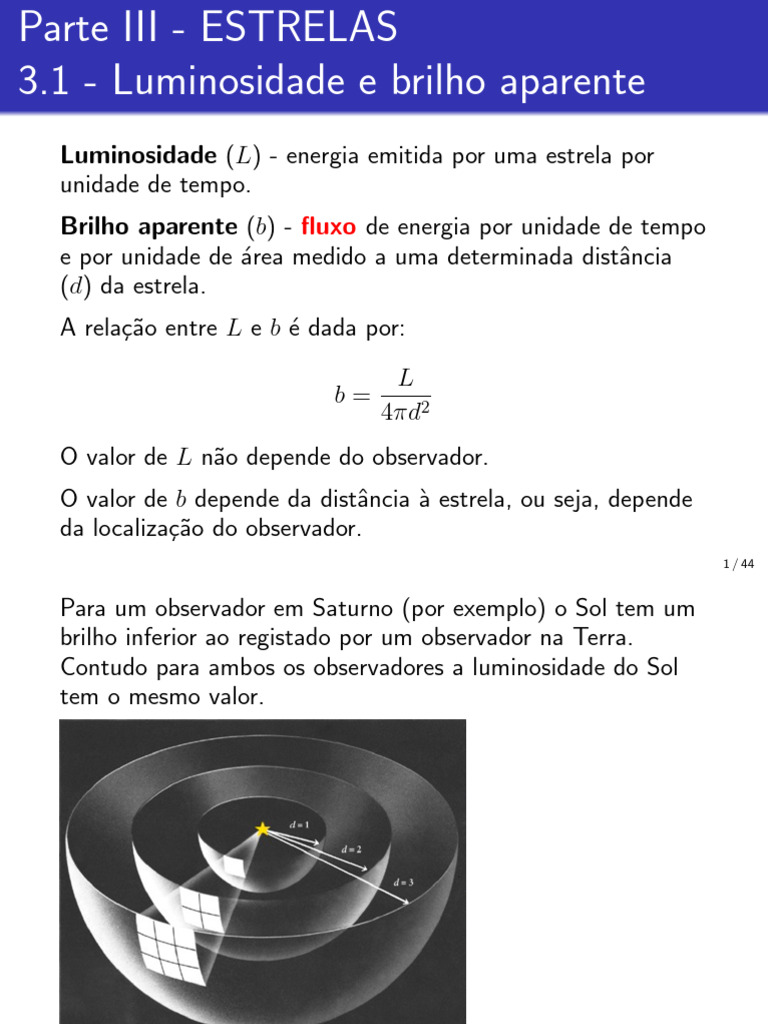 Luminosidade e Características das Estrelas | PDF | Estrelas ...