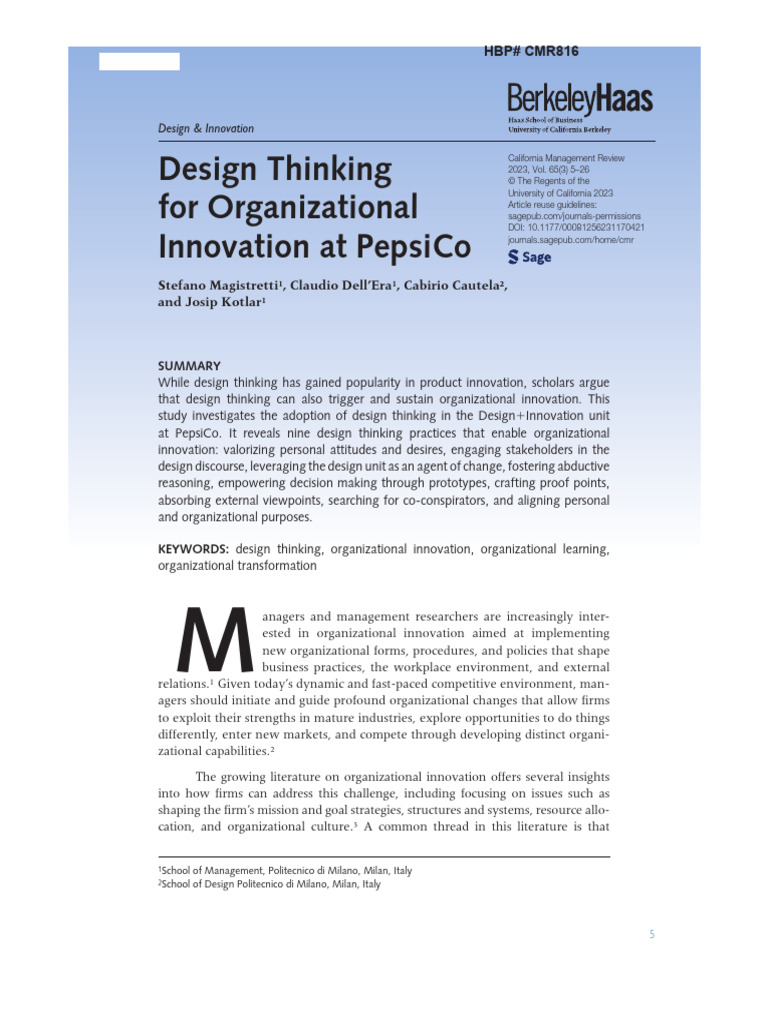 Design Thinking for PepsiCo Innovation | PDF | Innovation | Design Thinking