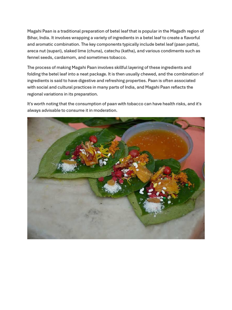 Magahi Paan: Traditional Betel Leaf Recipe | PDF