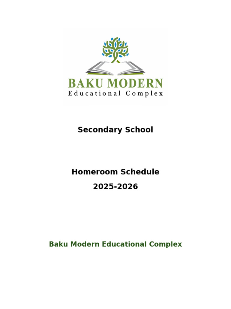 Baku Modern Homeroom Schedule 2025-2026 | PDF